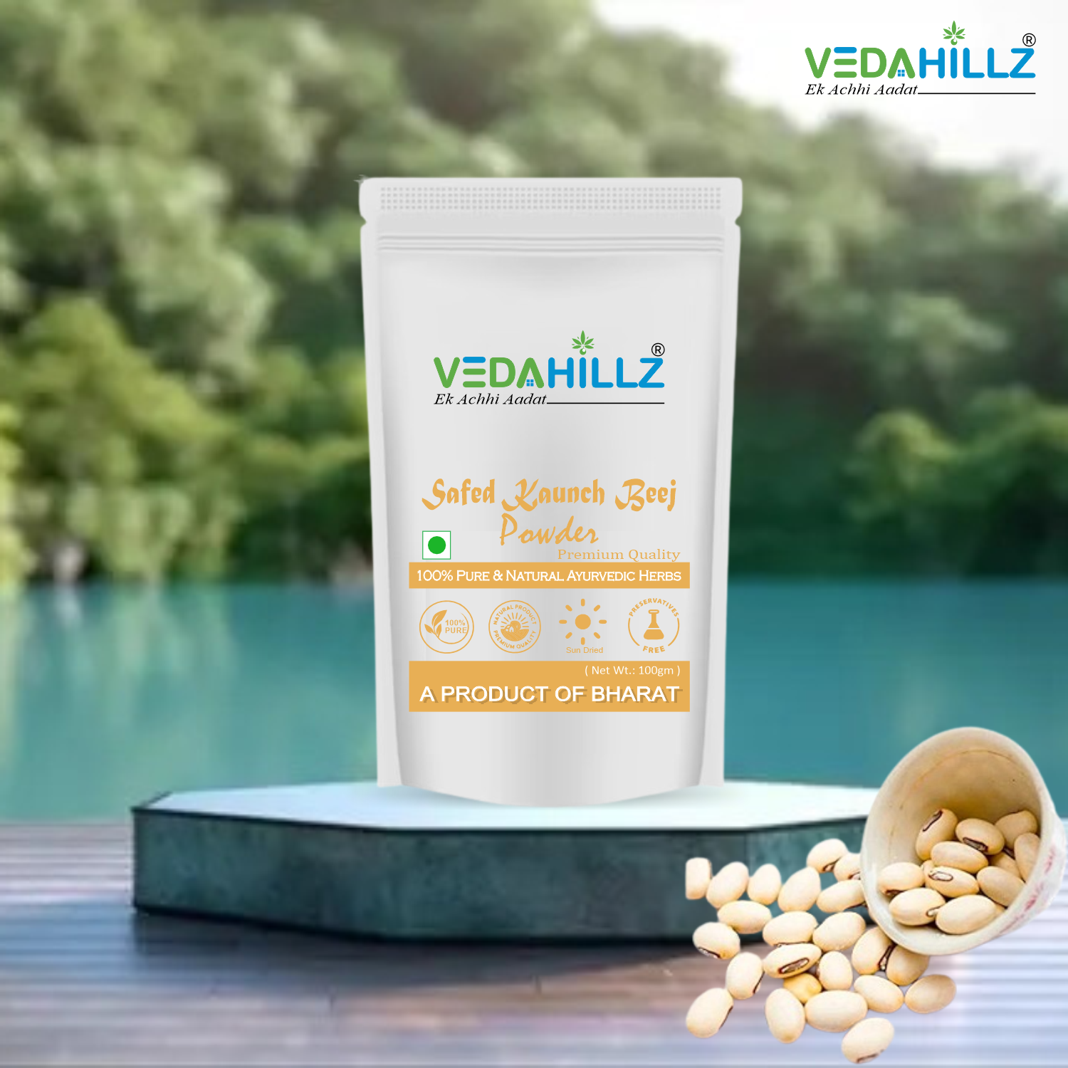 Vedahillz Kauch Beej Powder Made from High-Quality Handpicked Kauch Seeds